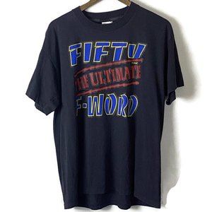 VINTAGE FIFTY F WORD Mens Black B DAY Short Sleeve T Shirt Size XL Single Stitch